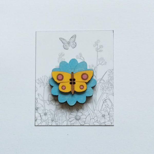 Large Button - Butterfly on Flower - Image 6