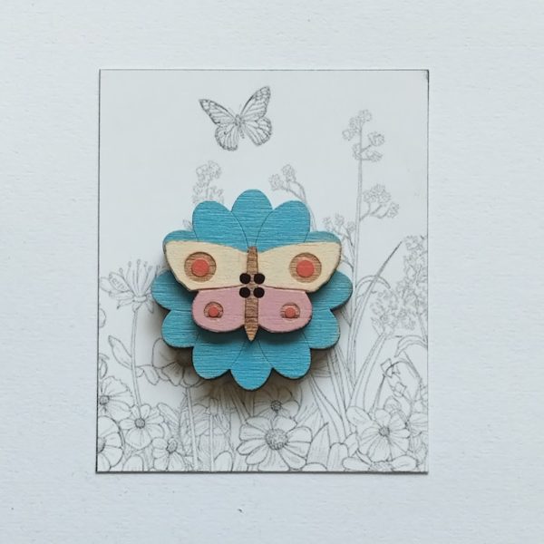 Large Button - Butterfly on Flower - Image 7