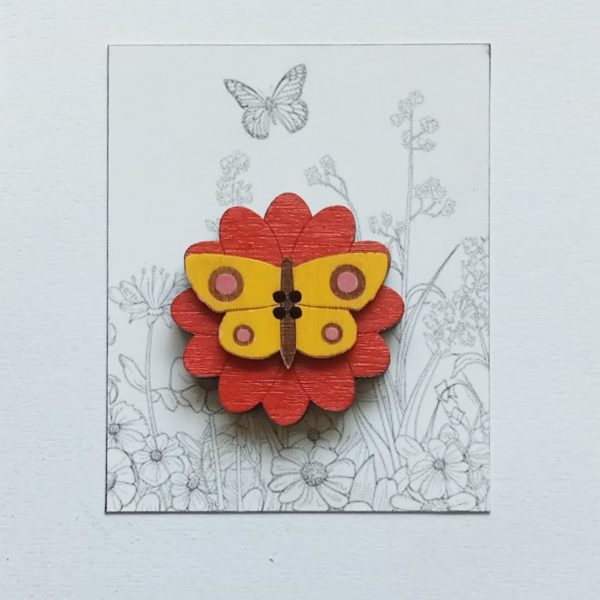 Large Button - Butterfly on Flower - Image 4